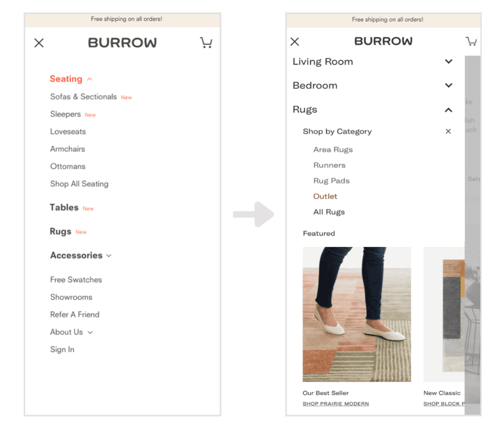 Navigation and filtering