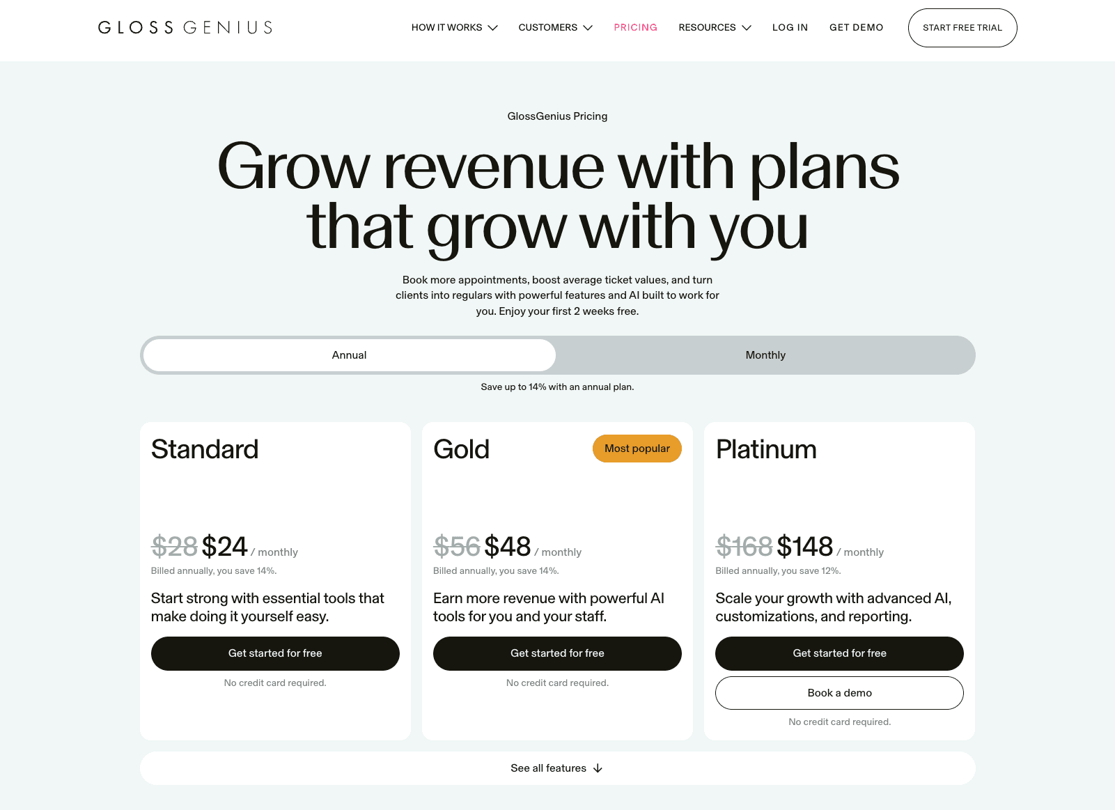 Website pricing page positioning annual subscriptions as a discount for prospective subscribers