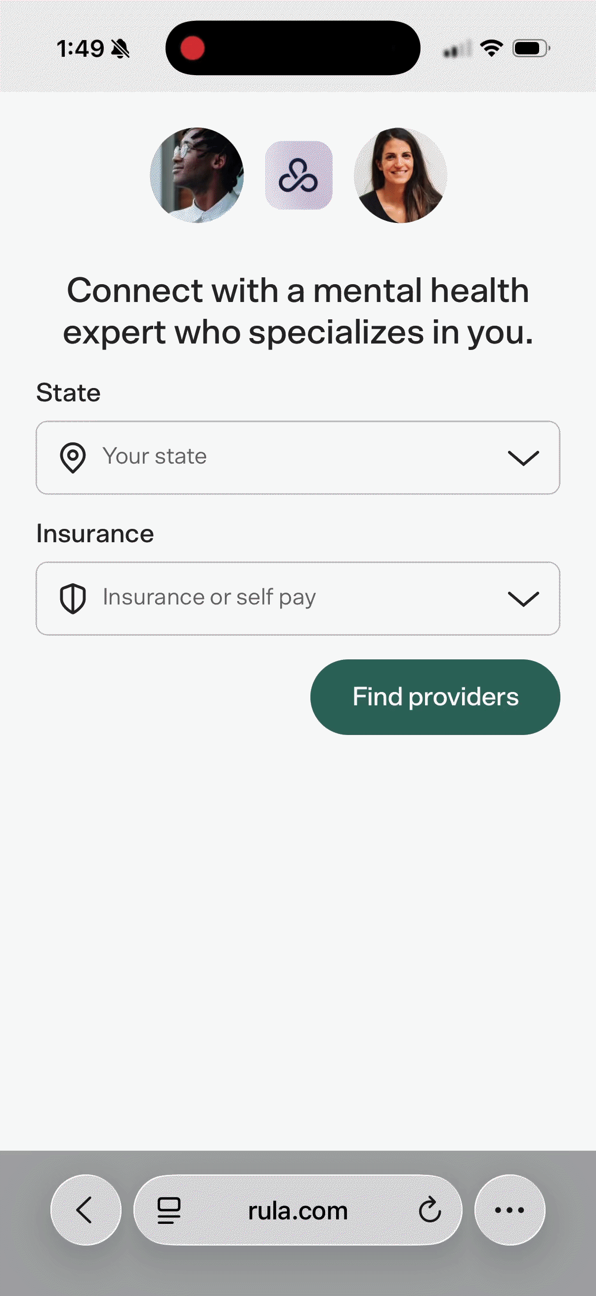 Therapist directory search flow — from Google result to filtered therapist list